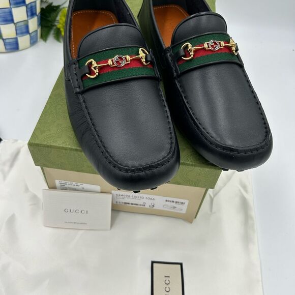 Men’s Gucci ayrton web stripe driver loafers size 12 fits 12.5 US made in Italy - Picture 9 of 9